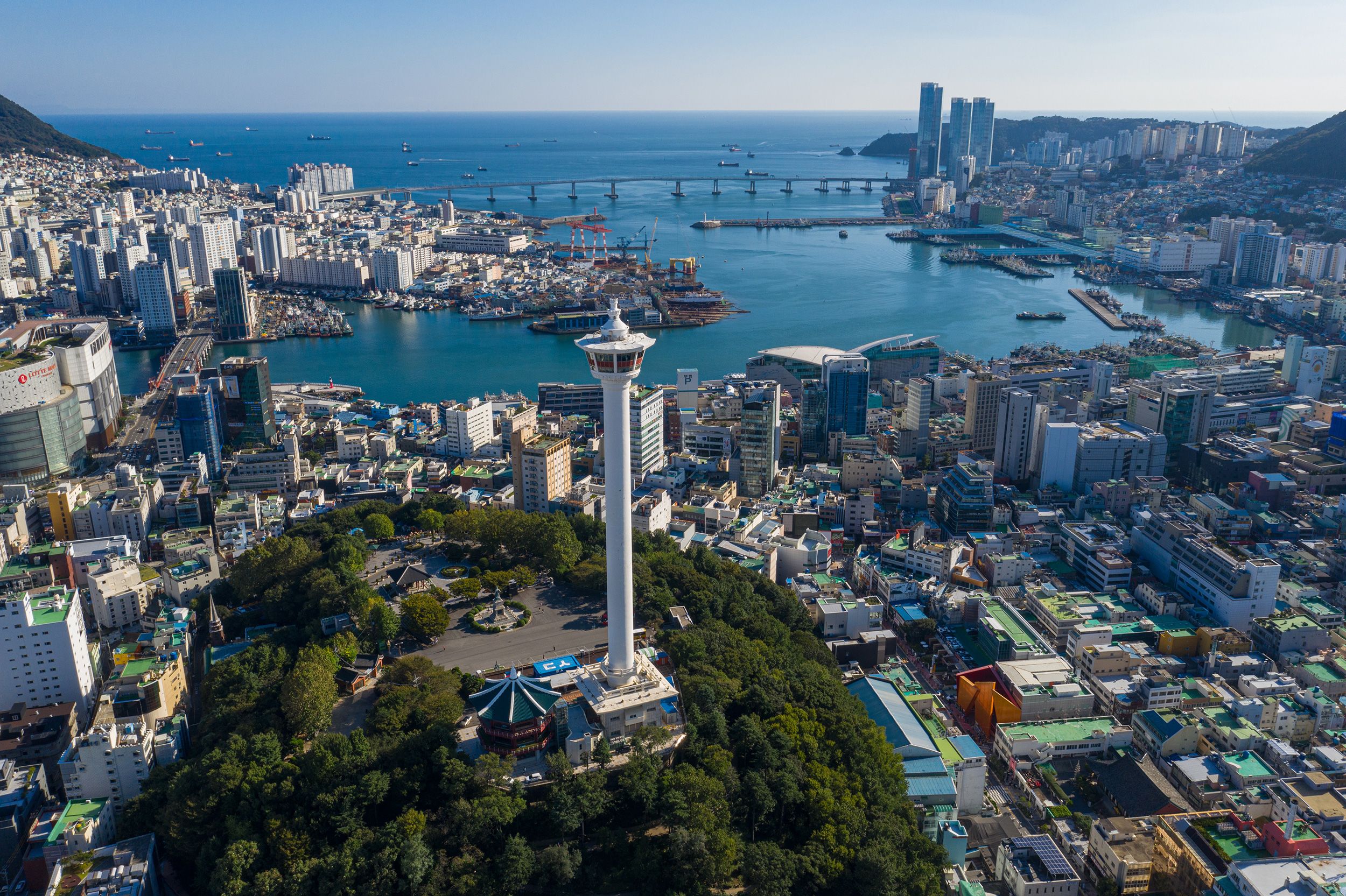 <i>Jungang Yan/Moment RF/Getty Images via CNN Newsource</i><br/>Overlooking the city with Busan Tower in Yongdusan Park. Nampo-dong