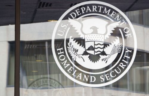 A US Department of Homeland Security logo is displayed at the Federal Emergency Management Agency headquarters on May 30 in Washington
