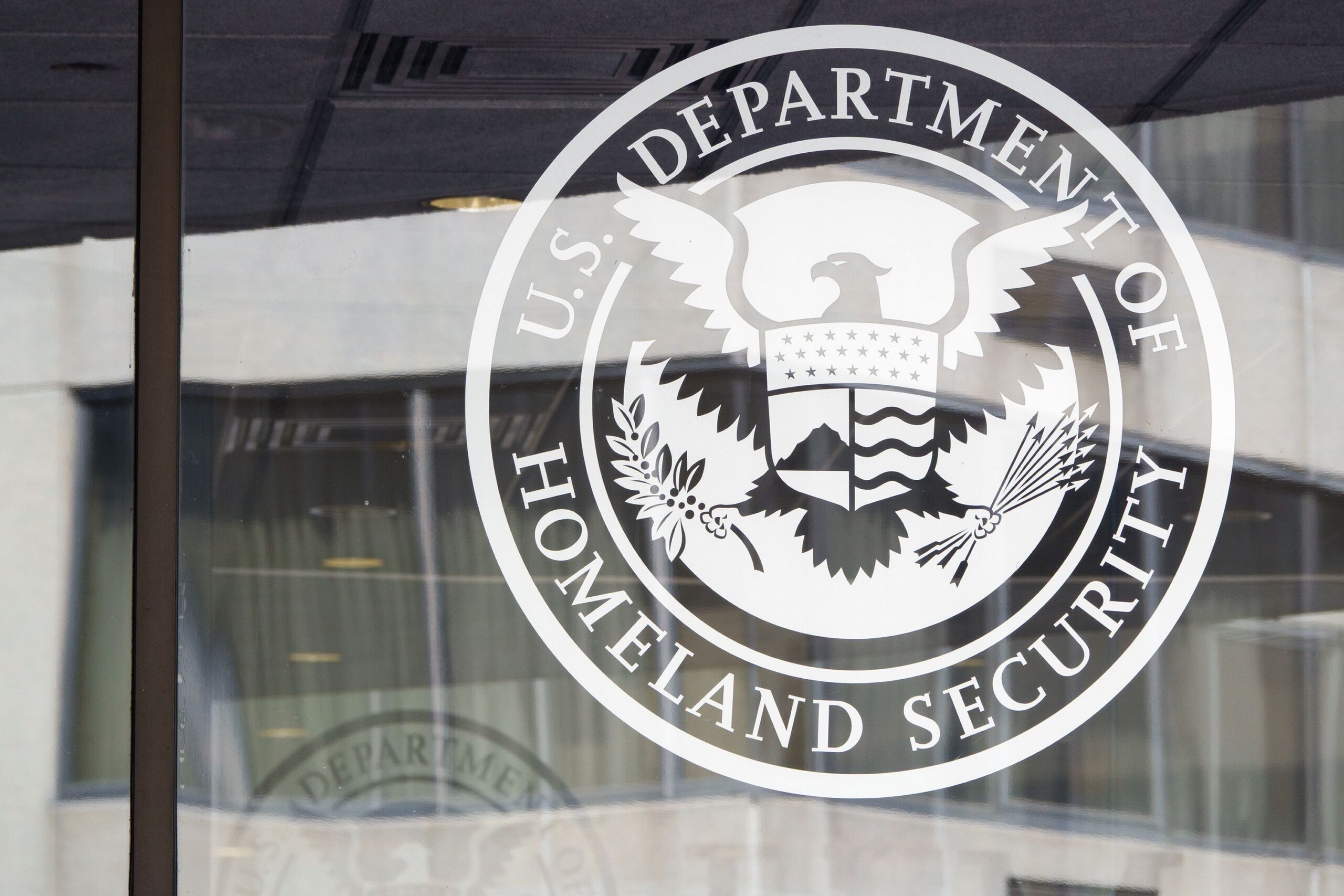 <i>Kevin Carter/Getty Images via CNN Newsource</i><br/>A US Department of Homeland Security logo is displayed at the Federal Emergency Management Agency headquarters on May 30 in Washington