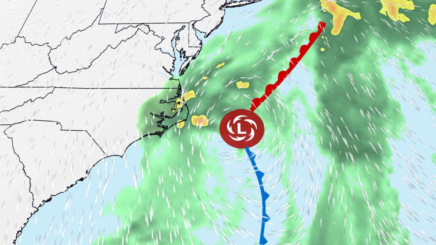 <i>CNN Weather via CNN Newsource</i><br/>Strong wind gusts (oranges to purples) are likely on Monday afternoon.