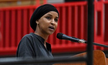 Rep. Ilhan Omar speaks during a campaign rally for Wisconsin gubernatorial candidate Francesca Hong