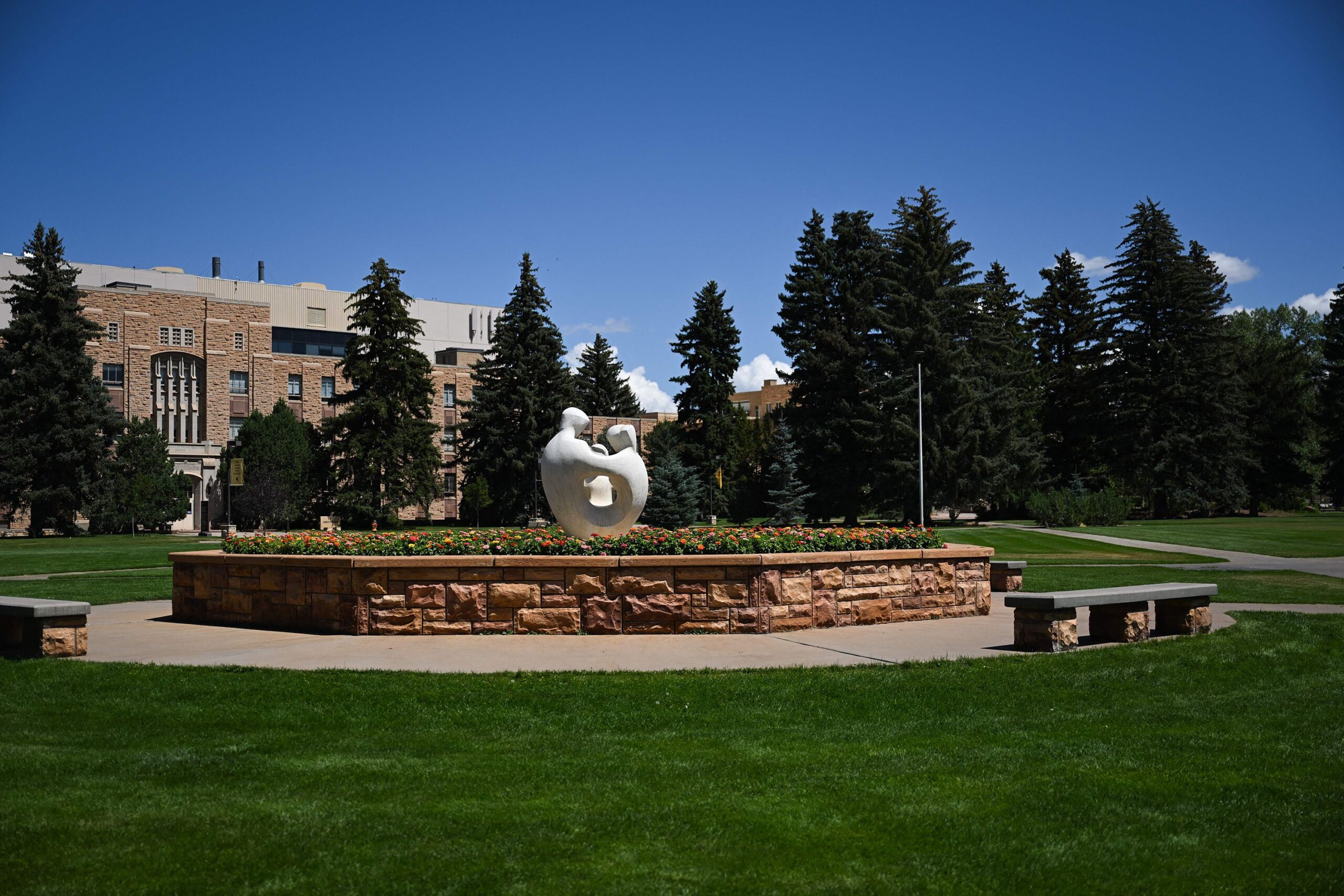 <i>Patrick T. Fallon/AFP/Getty Images via CNN Newsource</i><br/>The University Family statue stands on the University of Wyoming campus in Laramie