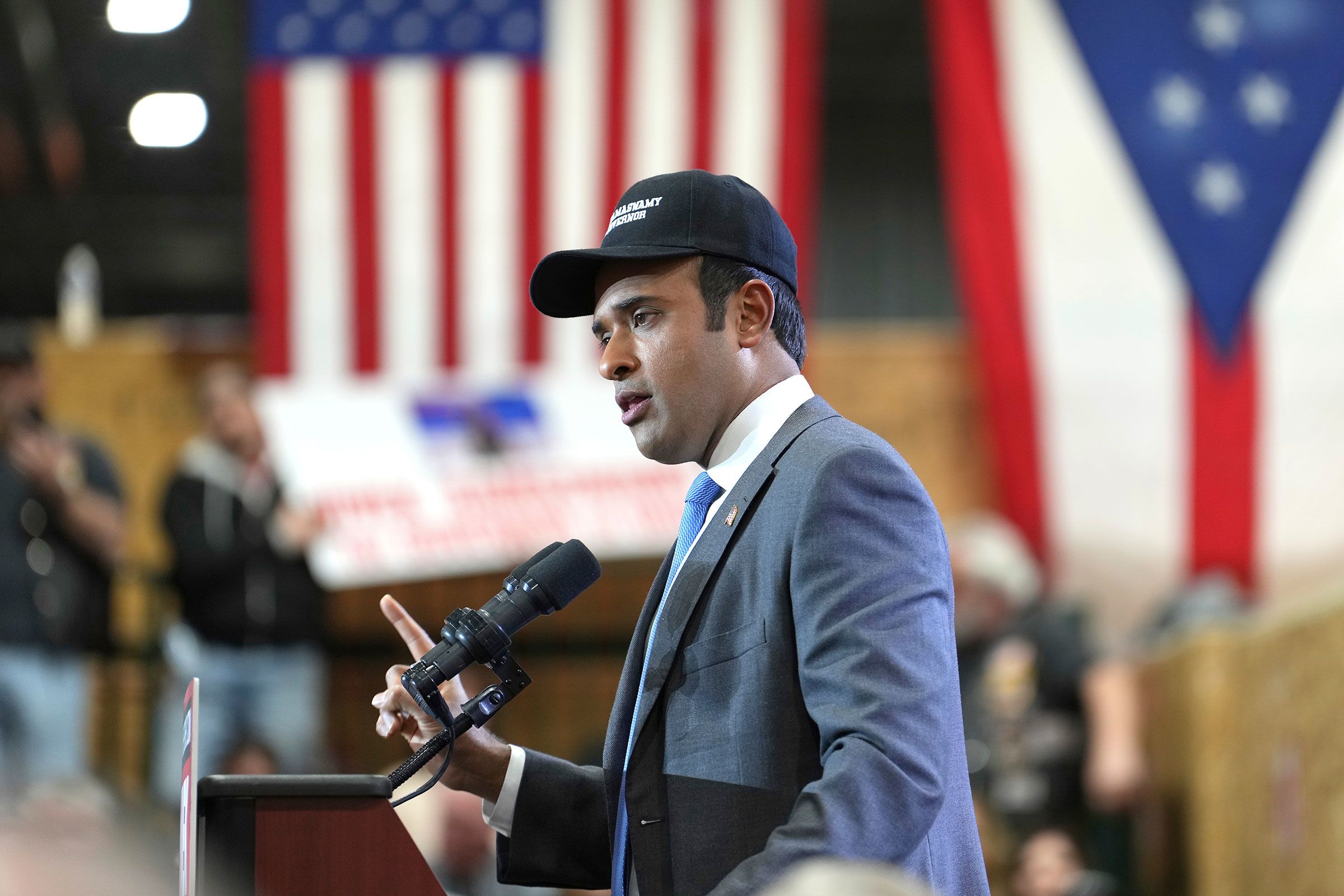 <i>Kareem Elgazzar/AP via CNN Newsource</i><br/>Vivek Ramaswamy announces his candidacy for Ohio governor in February 2025