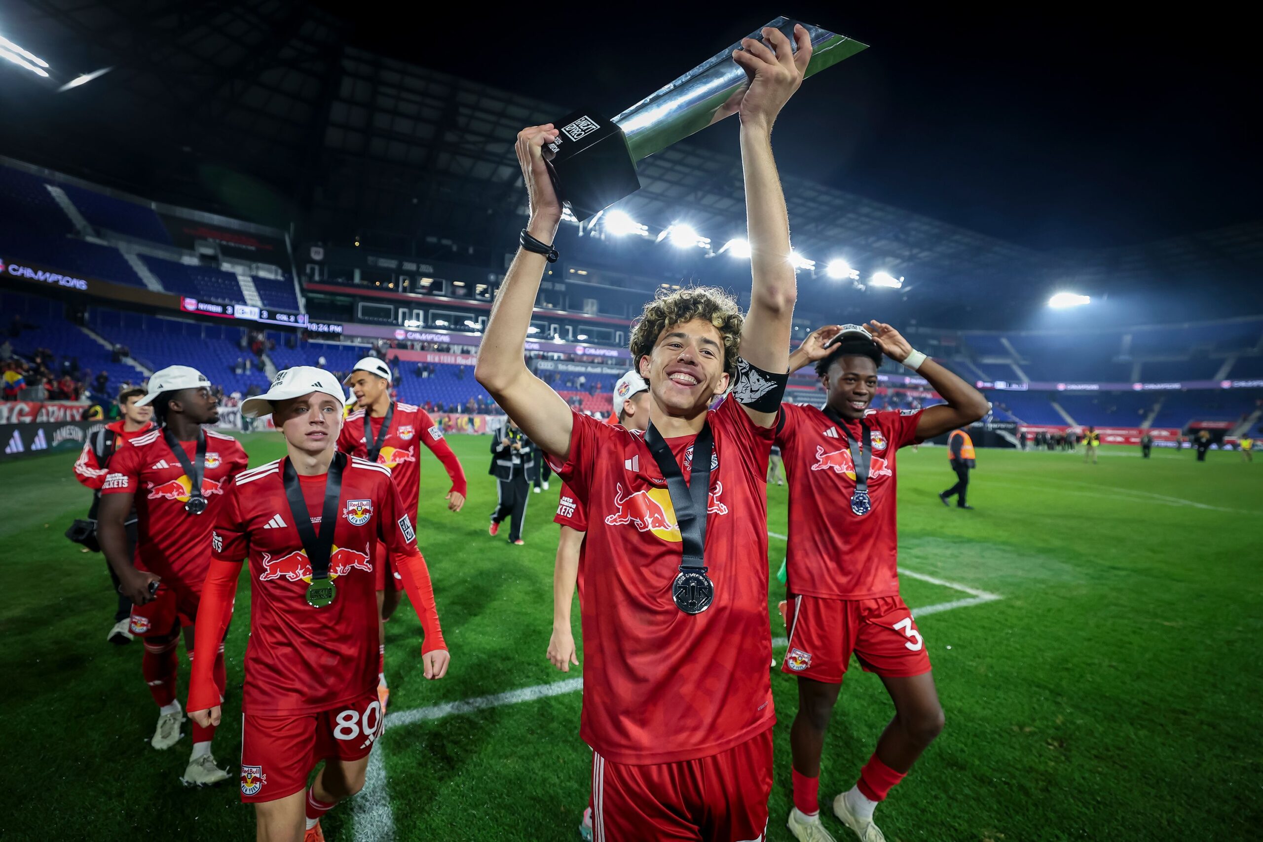 <i>Michael Miller/ISI Photos/Getty Images via CNN Newsource</i><br/>Mehmeti celebrates with teammates in an MLS match.