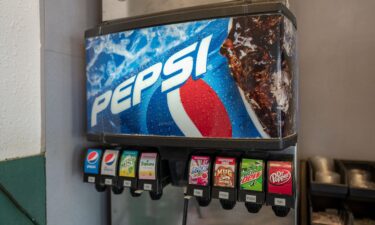 A soda fountain with PepsiCo products.