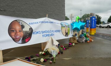 A memorial to Kohen Wiley is seen outside of a Walmart in Senatobia