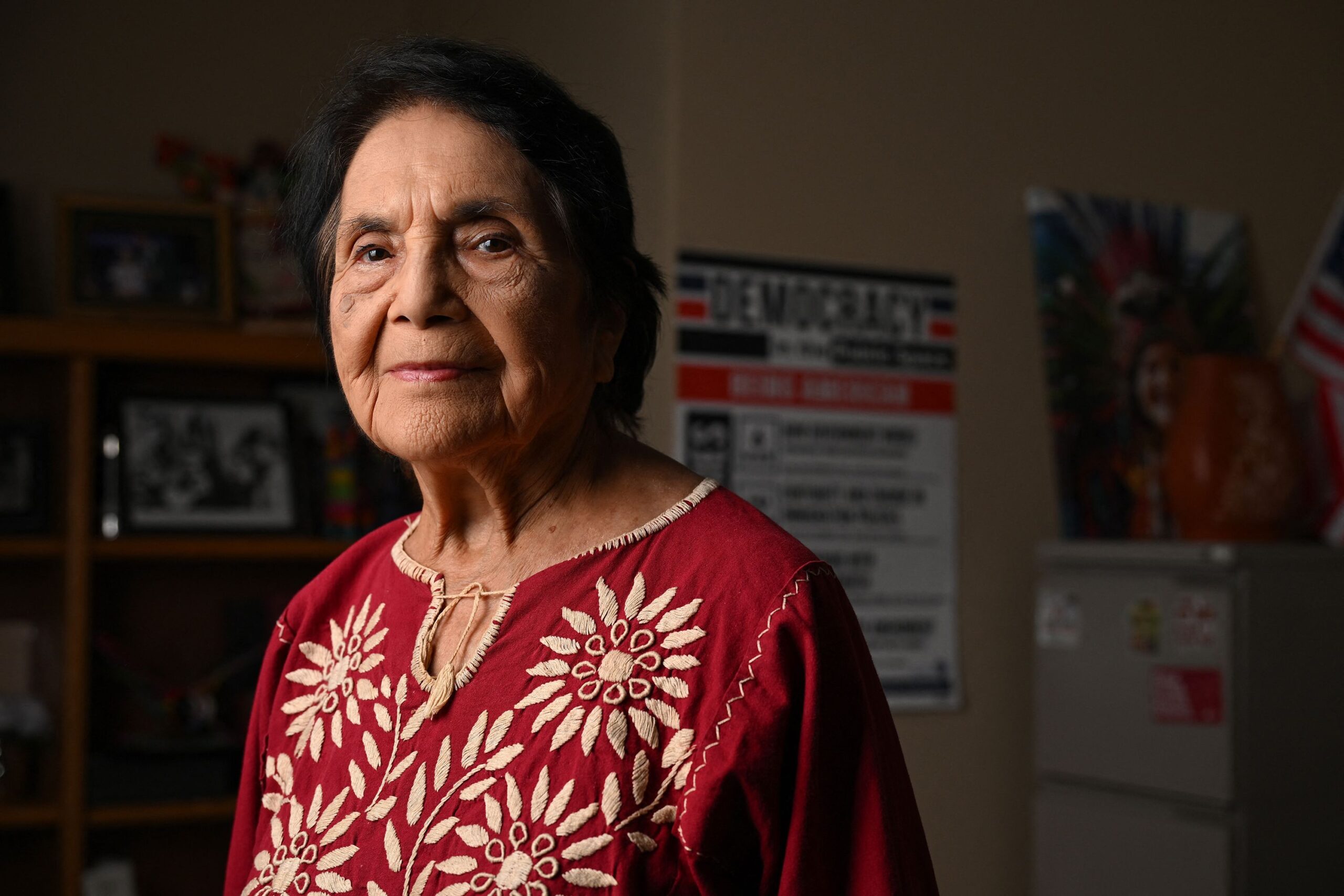 <i>Robyn Beck/AFP/Getty Images via CNN Newsource</i><br/>Co-founder of the United Farm Workers of America (UFW) labor union Dolores Huerta