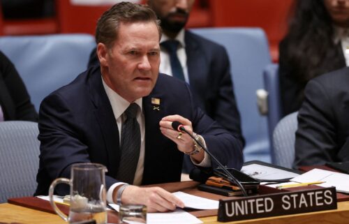 US Ambassador to the UN Mike Waltz speaks at a United Nations Security Council at UN Headquarters in New York City