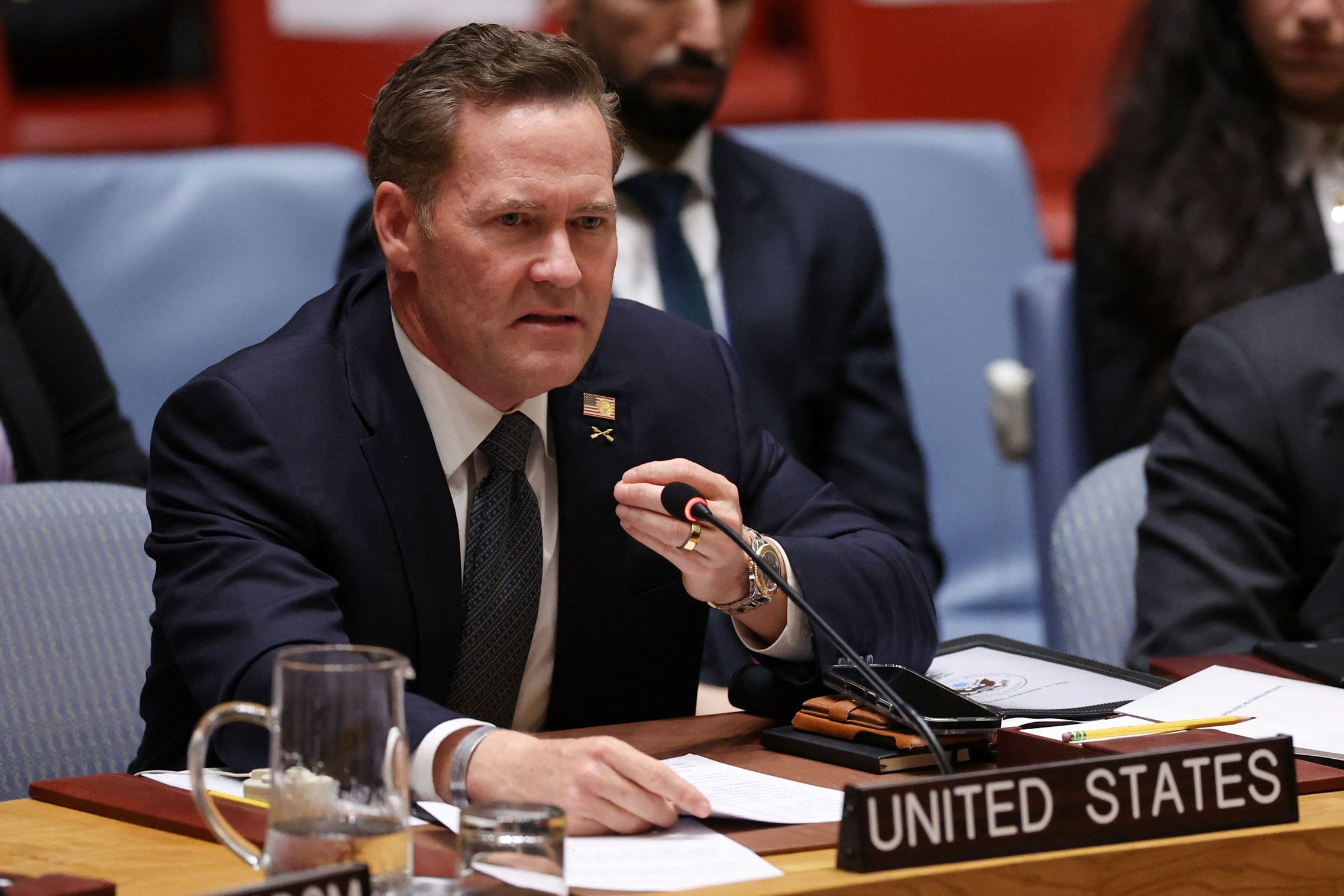 <i>Shannon Stapleton/Reuters via CNN Newsource</i><br/>US Ambassador to the UN Mike Waltz speaks at a United Nations Security Council at UN Headquarters in New York City