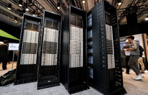 AI server racks are displayed during the Nvidia Product Showcase at Computex 2026 in Taipei on June 3.