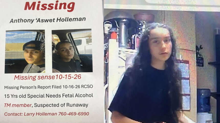 Teen from the Torres-Martinez tribe reported missing, last seen in Mecca on Oct. 15 New Published 6:27 PM Article Topic Follows: News